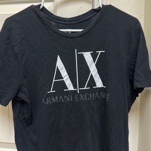 Large black Pima cotton Armani exchange t-shirt. Custom fit
